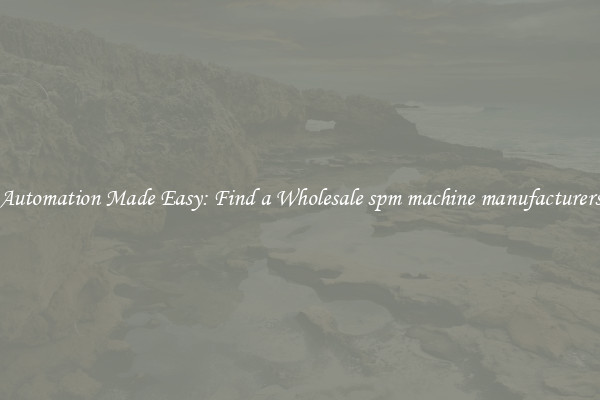  Automation Made Easy: Find a Wholesale spm machine manufacturers 