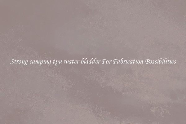 Strong camping tpu water bladder For Fabrication Possibilities